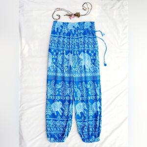 DIDI'S Turquoise Batik, Paisley & Elephants Pattern Herem Pants